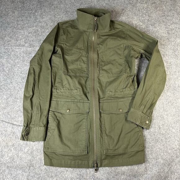 Duluth Trading Jacket Mens XS Army Green Full Zip Up Cargo Utility Coat Cotton - Picture 1 of 8